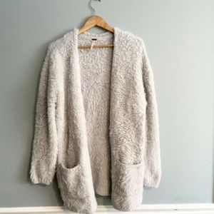 Pink faux fur cardigan